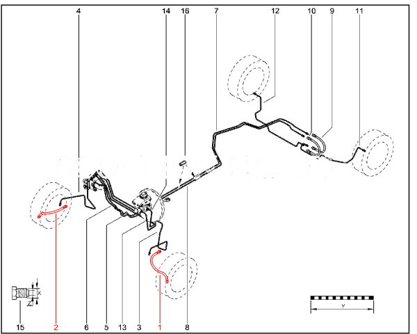 Шланг гибкий переднего тормоза для Lada Largus