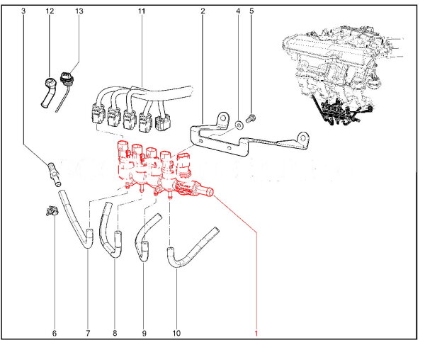 Рампа газовая в сборе для Lada Vesta CNG, Largus CNG