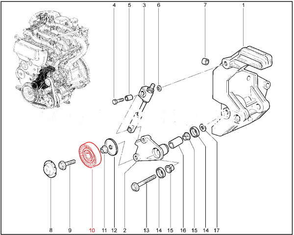 Ролик натяжной в сборе для Lada Granta, Kalina, Niva