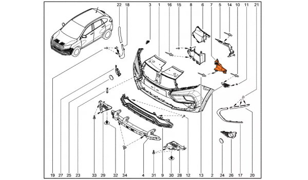 Решетка-щиток бампера переднего нижняя левая для Lada XRAY