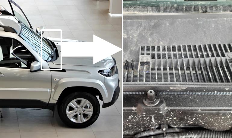 Доработка жабо для защиты от грязи, пуха, листьев на Lada Niva Travel, Chevrolet