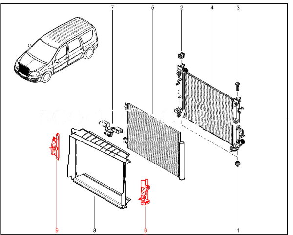 Направляющая воздушного потока радиатора для Lada Largus FL, XRAY