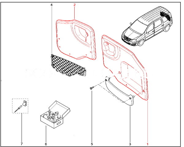 Обивка двери задка для Lada Largus