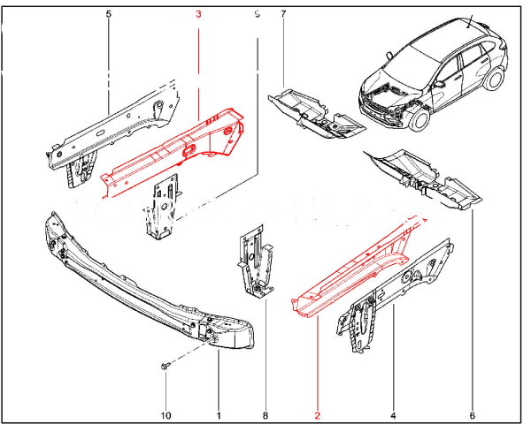 Лонжерон передний в сборе (ДВС Renault) для Lada XRAY