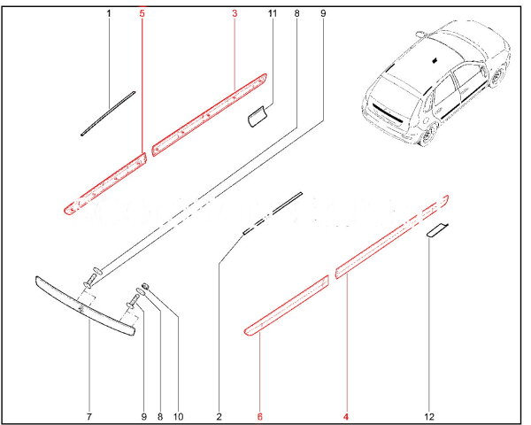 Молдинг двери для Lada Granta, Kalina