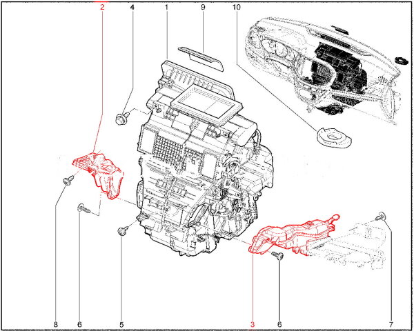 Воздухопроводы отопителя нижние для Lada Vesta
