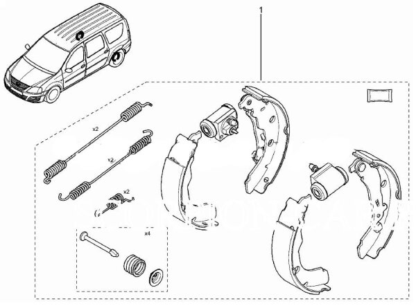 Комплект заднего тормоза для Lada Largus