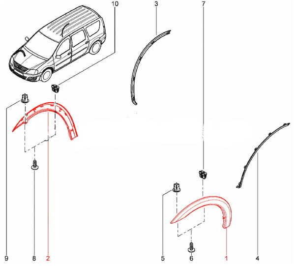 Молдинг арки колеса для Lada Largus