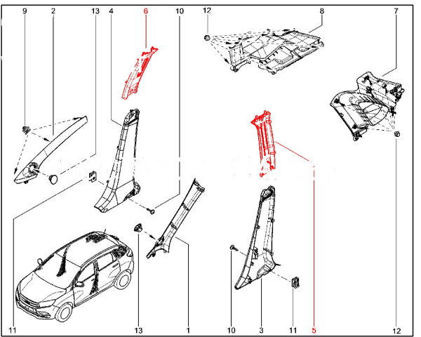 Обивка центральная верхняя в сборе для Lada XRAY