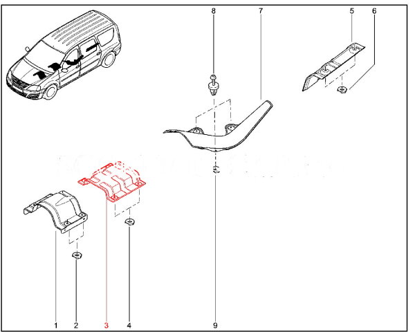 Экран термоизоляционный глушителя для Lada Largus