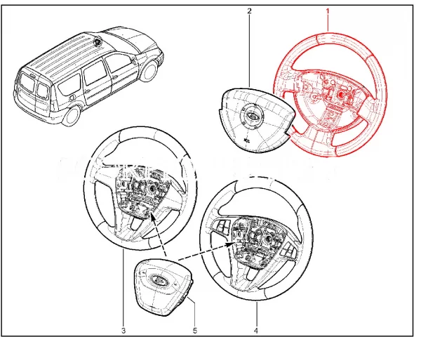 Колесо рулевое кожаное в сборе для Lada Largus