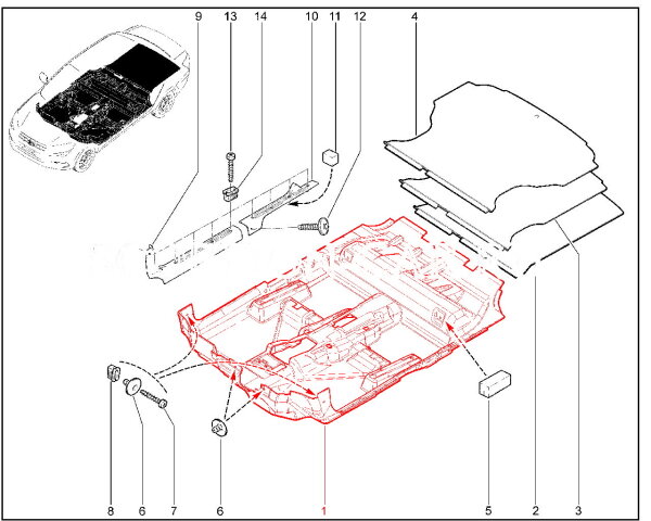 Коврик пола для Lada Granta седан, лифтбек