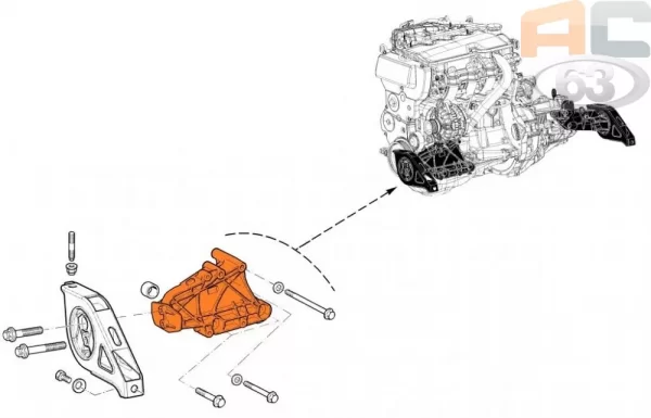 Кронштейн опоры двигателя правый для Lada Granta, Kalina
