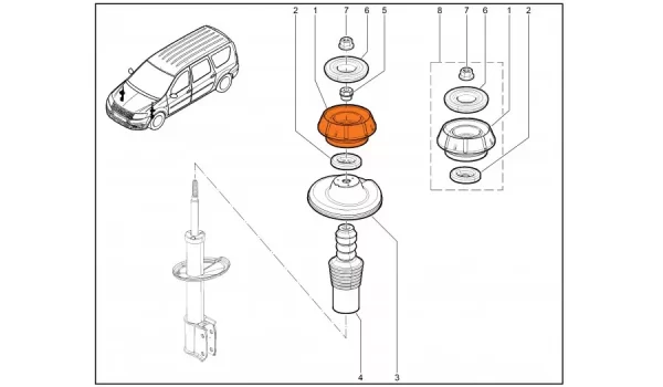 Опора верхняя переднего амортизатора LYNXauto для Lada Largus, XRAY