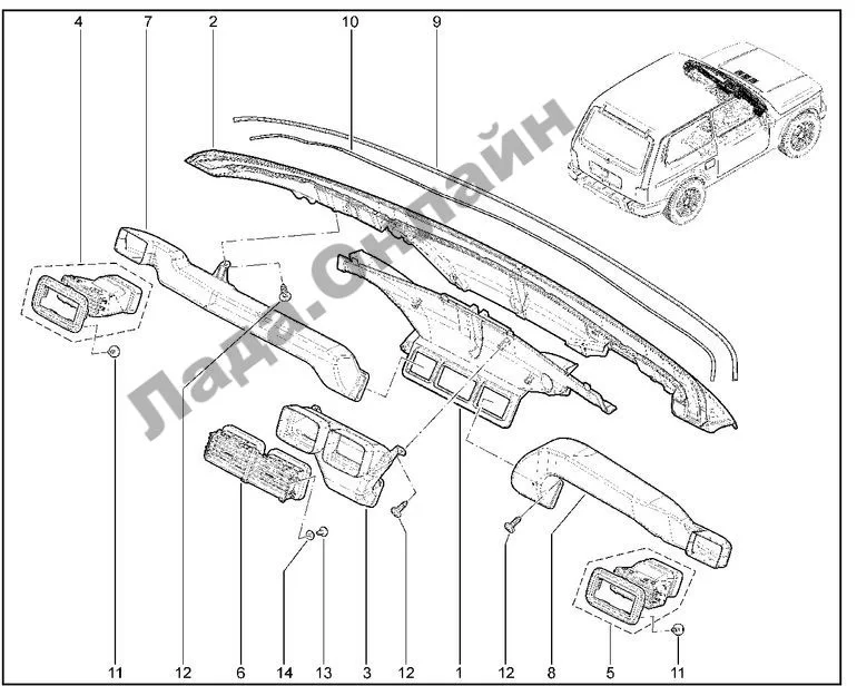 Сопло вентиляции кузова нового образца для Lada Niva Legend, 4x4, Urban