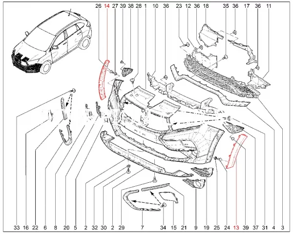 Накладка арки переднего бампера для Lada XRAY Cross