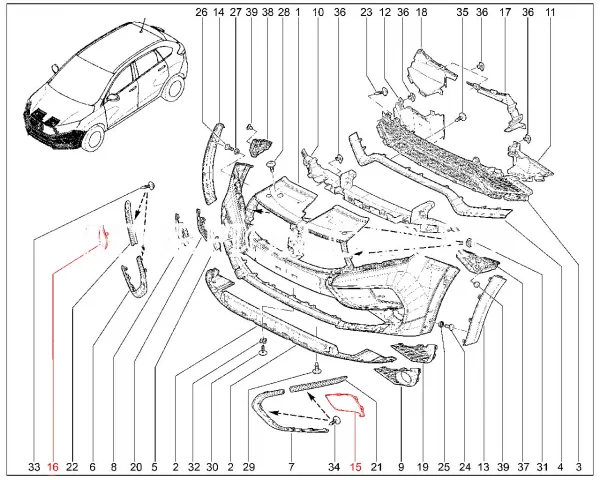 Накладка переднего бампера для Lada XRAY Cross