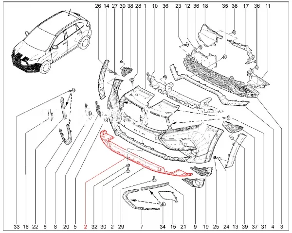 Накладка закрывающая переднего бампера для Lada XRAY Cross
