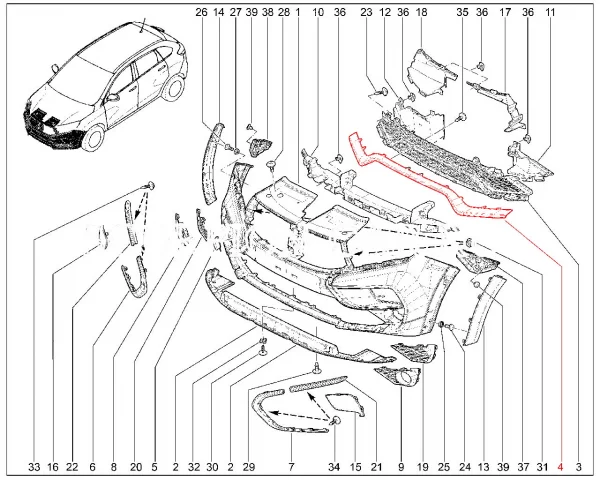 Накладка нижней решётки бампера окрашенная для Lada XRAY Cross