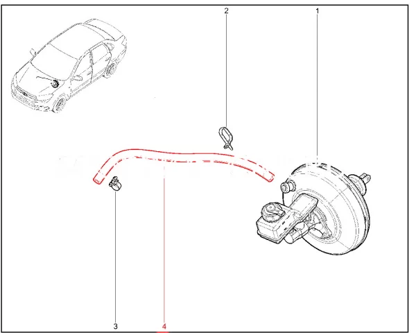 Шланг усилителя тормоза для Lada Granta, Kalina, Niva