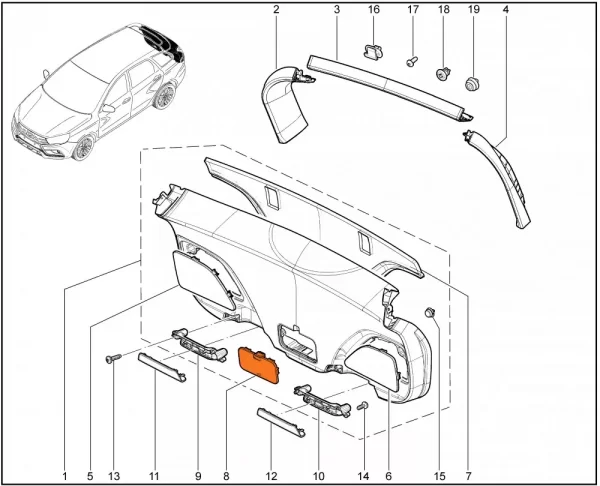 Крышка аварийного доступа к замку двери задка для Lada Vesta SW, SW Cross