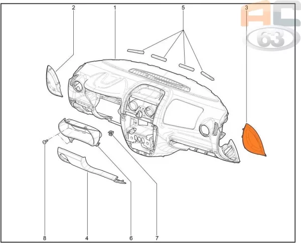Заглушка панели приборов боковая правая для Lada Granta, Kalina-2