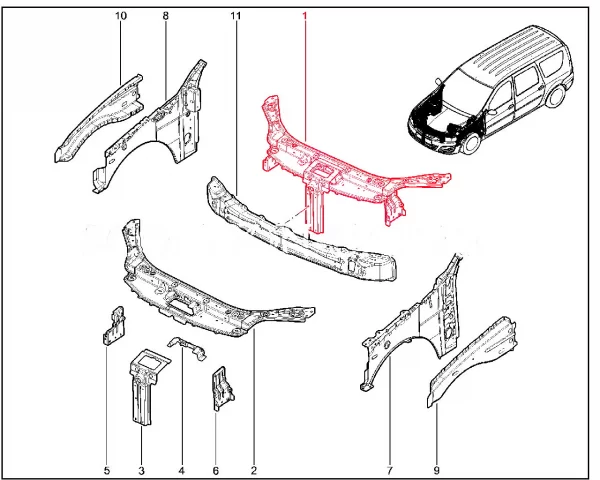 Рамка радиатора в сборе для Lada Largus FL