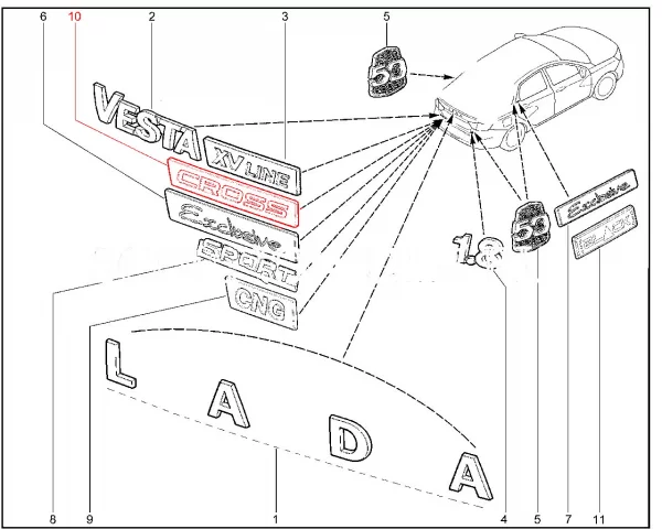Орнамент задка (CROSS) для Lada Vesta