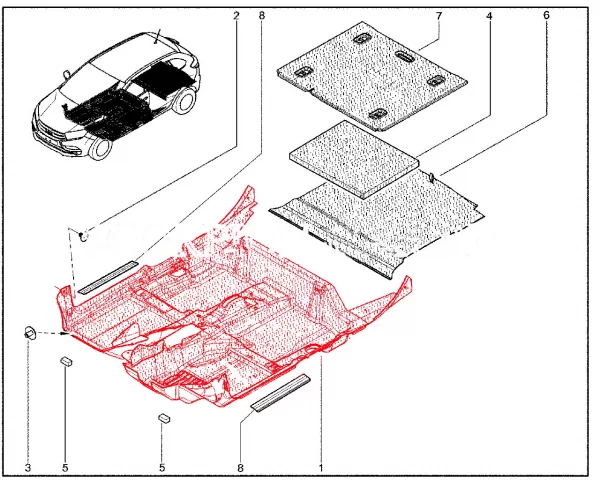 Ковер пола в сборе для Lada XRAY