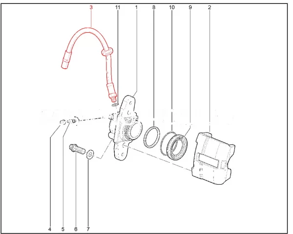 Шланг гибкий переднего тормоза для Lada Granta, Kalina-2