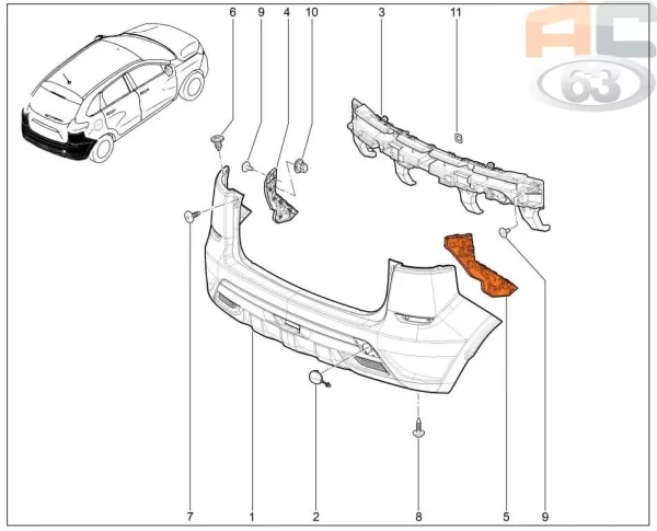 Кронштейн заднего бампера правый для Lada XRAY