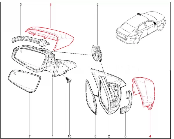 Накладка бокового зеркала нового образца для Lada Vesta
