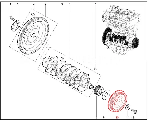 Демпфер коленвала (ДВС ВАЗ 1.6л) для Lada Granta, Kalina-2, Vesta, Largus, XRAY