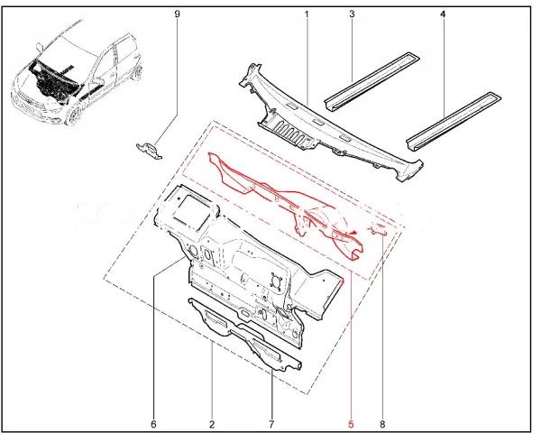 Надставка щитка передка в сборе для Lada Granta, Kalina-2
