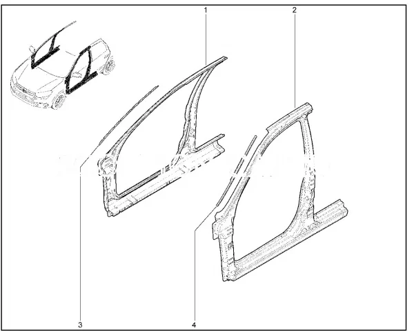 Боковина кузова правая (катафорез) для Lada Granta, Kalina-2