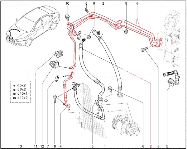 Блок трубопроводов кондиционера в сборе 8450034356 для Lada Vesta