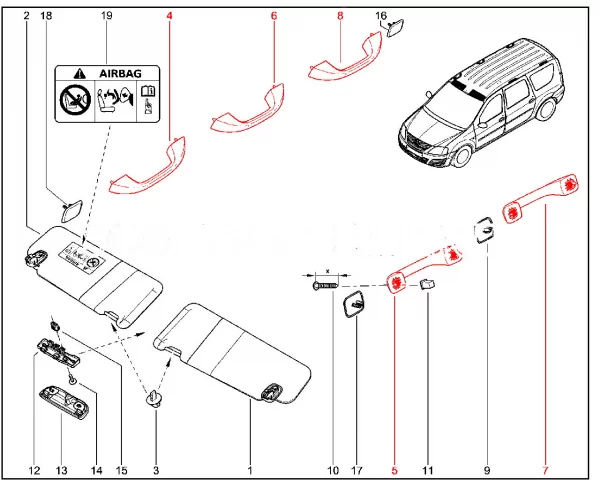 Поручень салона потолочный для Lada Largus
