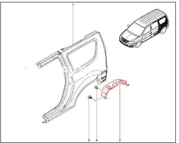 Кронштейн крепления подлокотника 2-го ряда сидений для Lada Largus
