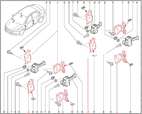 Петля двери для Lada Vesta, XRAY, Largus, Iskra