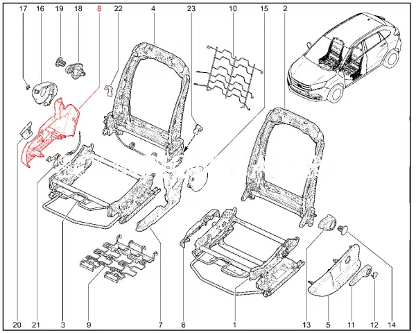Облицовка переднего правого сиденья пассажира наружная для Lada XRAY Cross