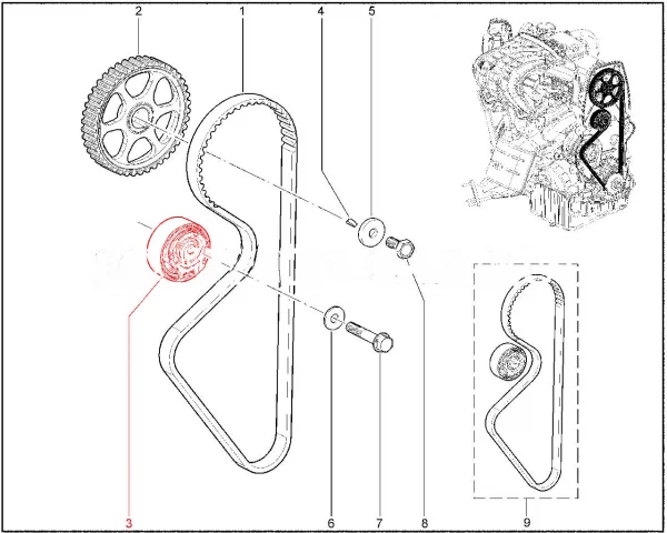 Ролик натяжной ремня ГРМ для двигателя ВАЗ 8 клапанов