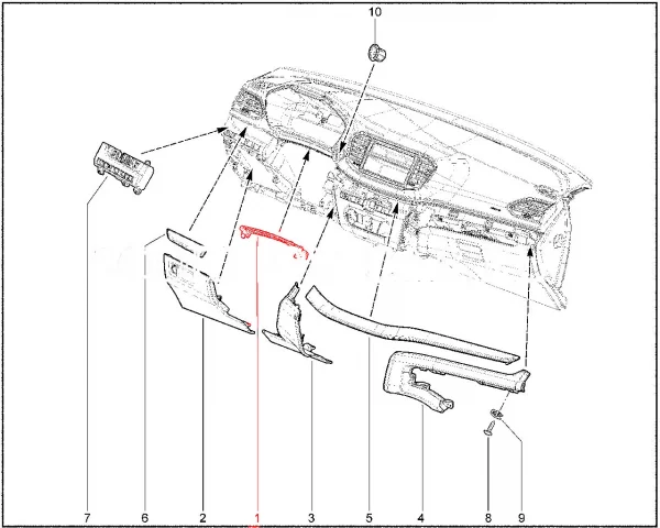 Шторка между панелью приборов и рулевой колонкой для Lada Vesta NG
