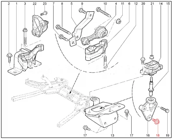 Винт крепления правого демпфера подвески двигателя Renault для LADA