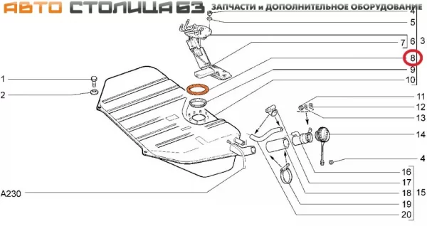 Прокладка бензонасоса ПТП64 (силикон синий) для Lada Niva Legend, 4x4, Urban