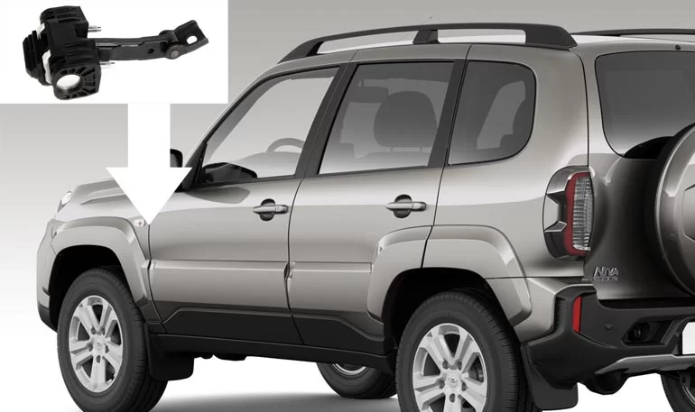 Установка ограничителей дверей нового образца от Гранты на Lada Niva Travel, Chevrolet