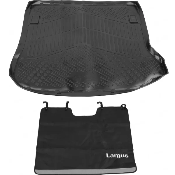 Ковер в багажник с защитным фартуком для Lada Largus