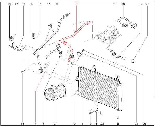 Трубопровод компрессор-испаритель с хомутом в сборе для Lada Niva Travel, Chevrolet