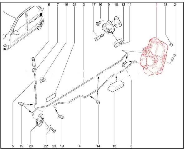 Замок задней двери механический для Lada Granta, Kalina-2