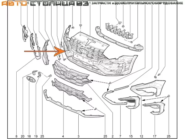 Бампер передний Cross для Lada Vesta NG