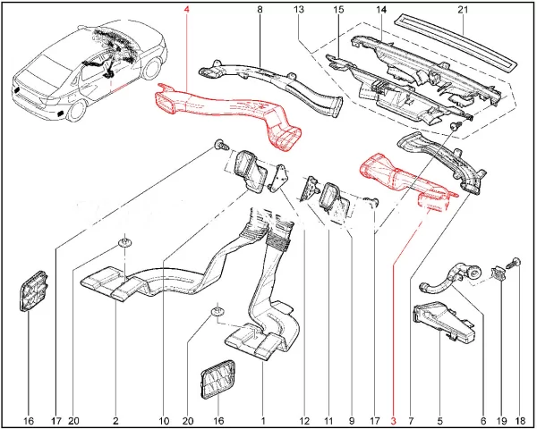 Воздухопровод вентиляции салона для Lada Vesta NG